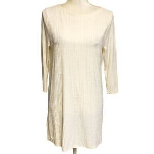 J. Jill Wearever Collection Women Textured Ivory 3/4 Sleeve Tunic‎ Shirt Top SP